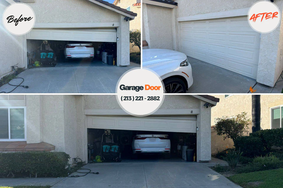 Before and after: garage door repair Huntsville, AR